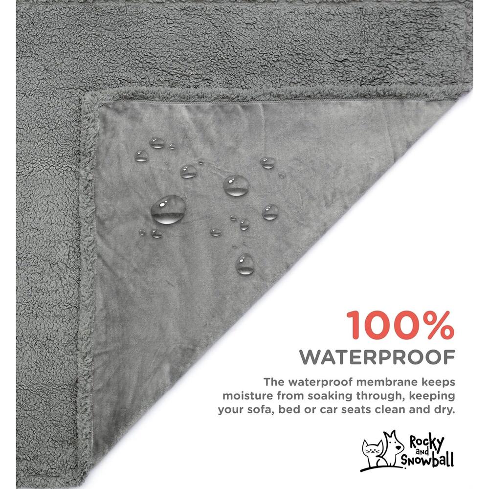 Waterproof Dog Blanket Sherpa Large XL Pet Couch Cover Washable 60x80 - Picture 4 of 7